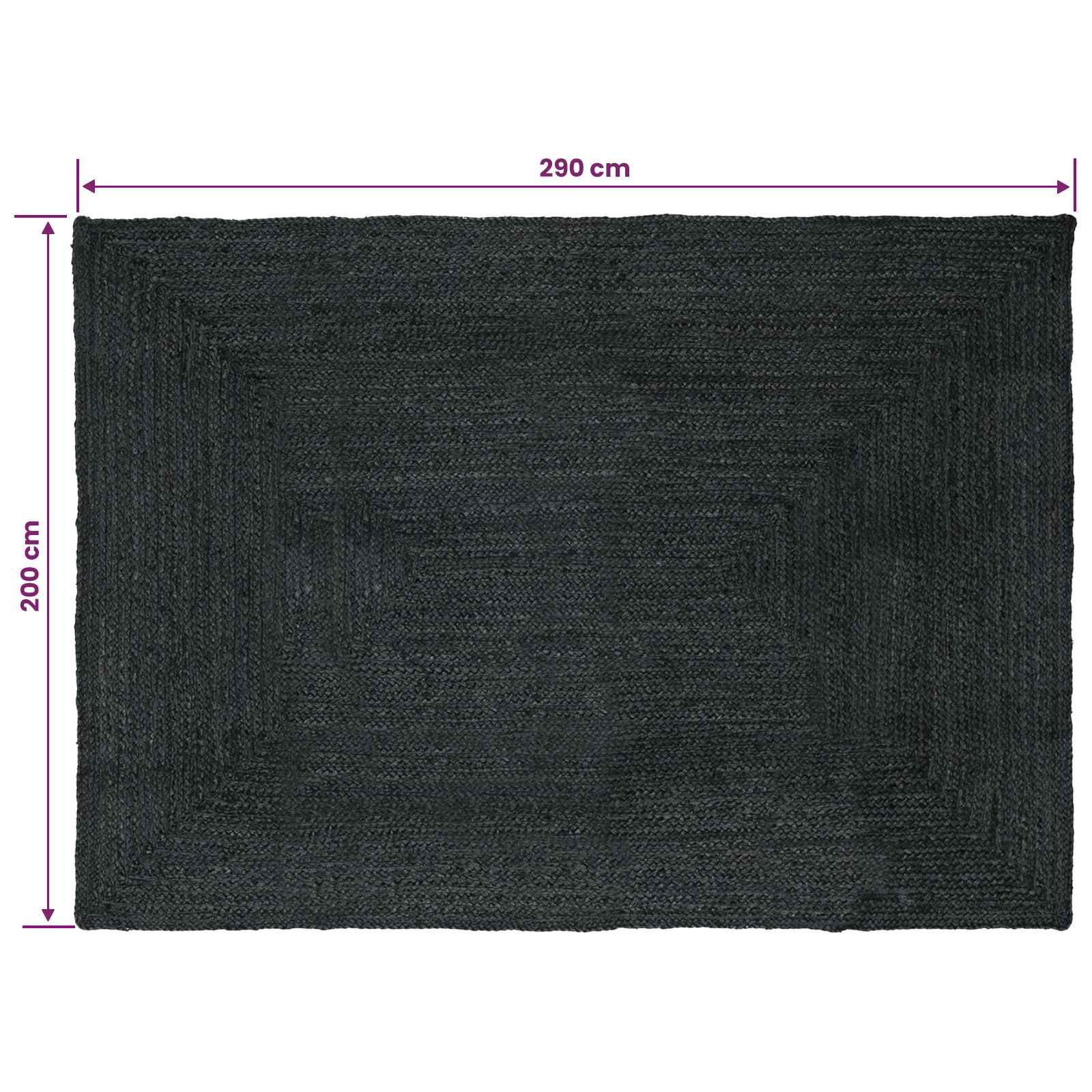 Bereichsteppiche Rechtwinklig Dunkelgrau 200 x 290 cm Jute