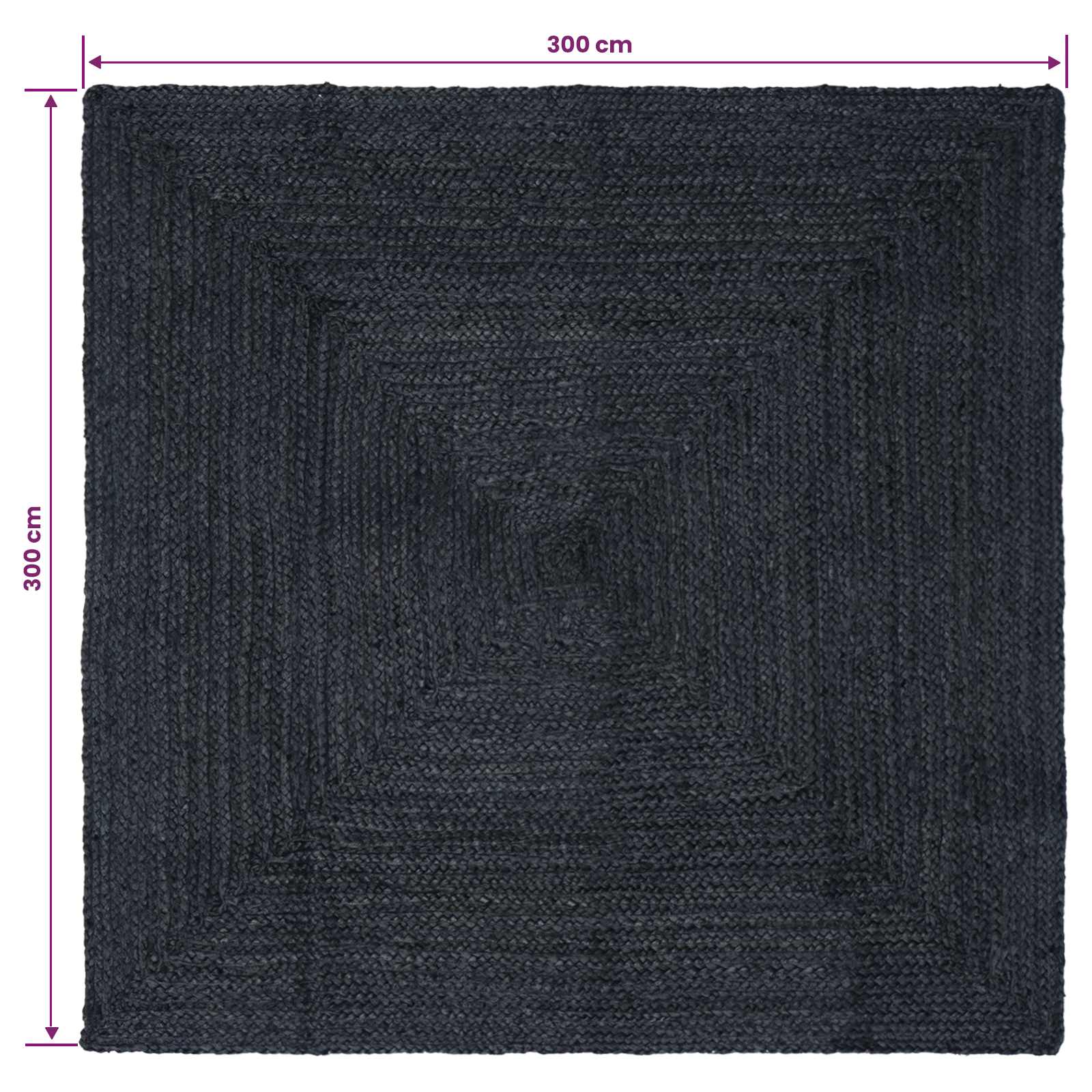 Bereichsteppiche Rechtwinklig Dunkelgrau 300 x 300 cm Jute