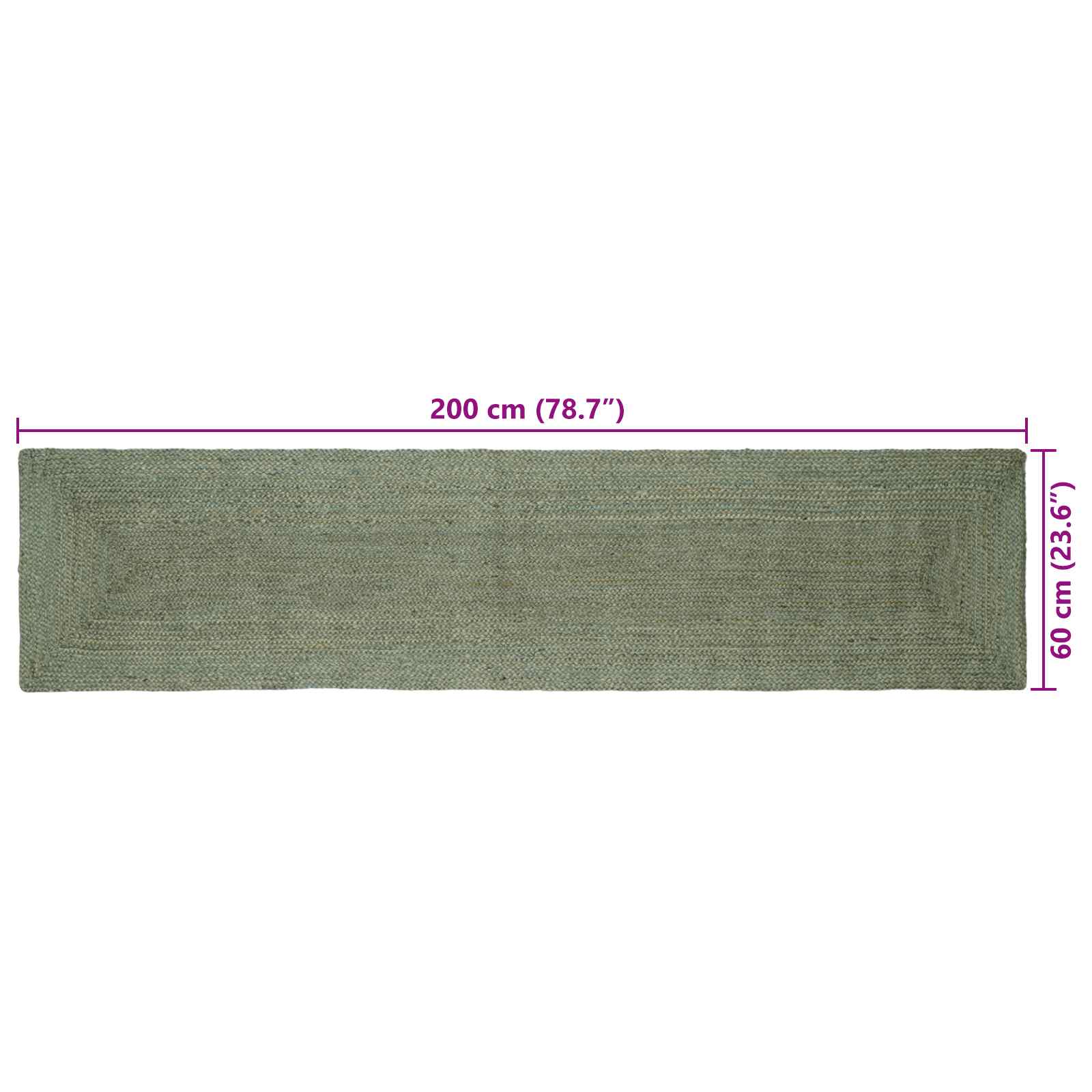 Bereichsteppiche Rechtwinklig Olive Grün 60 x 200 cm Jute