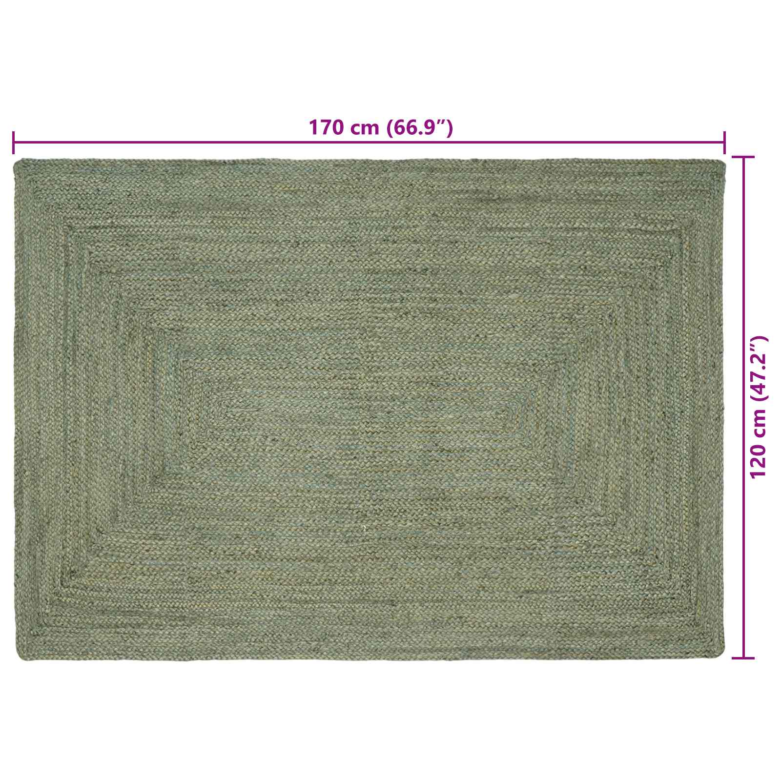 Bereichsteppiche Rechtwinklig Olive Grün 120 x 170 cm Jute