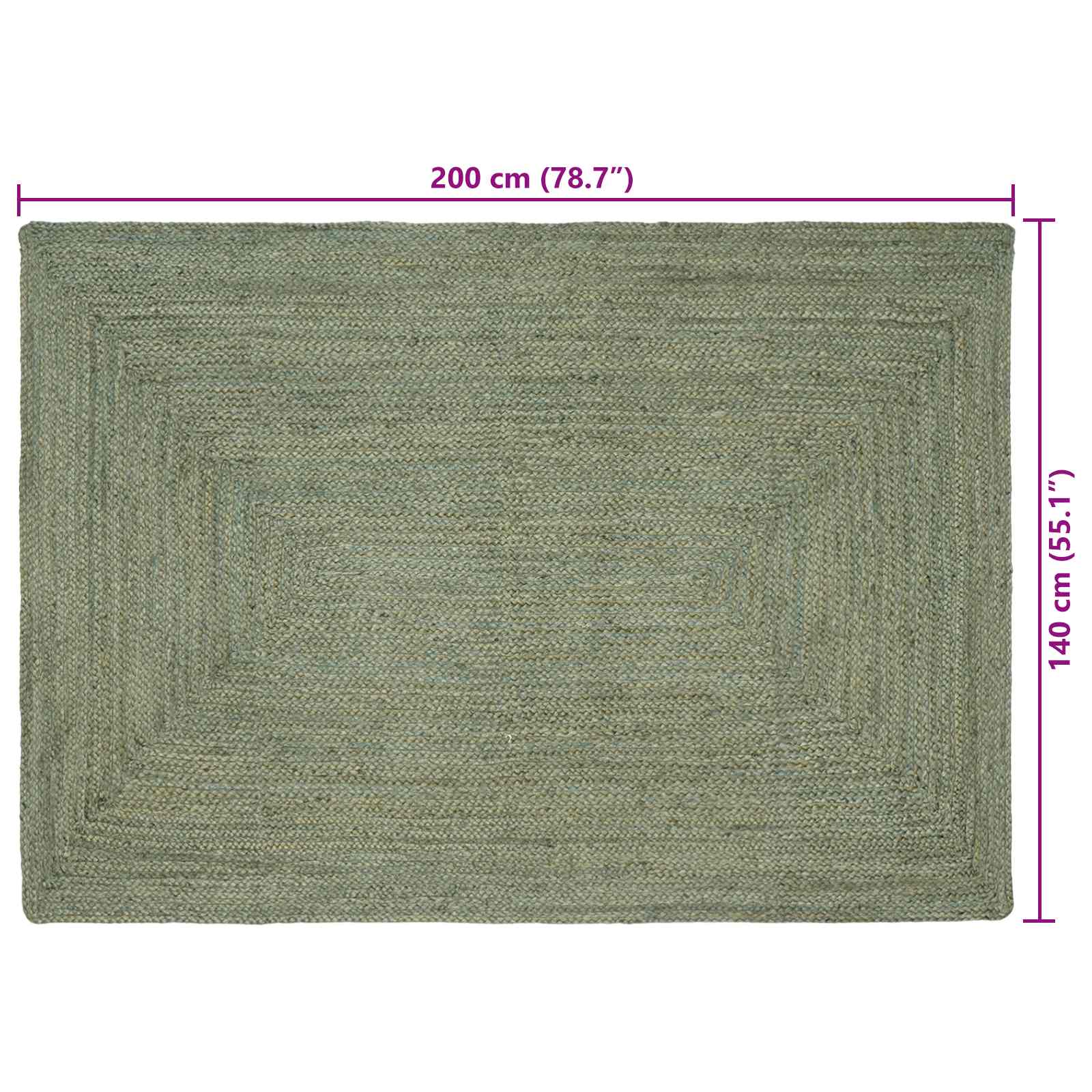 Bereichsteppiche Rechtwinklig Olive Grün 140 x 200 cm Jute