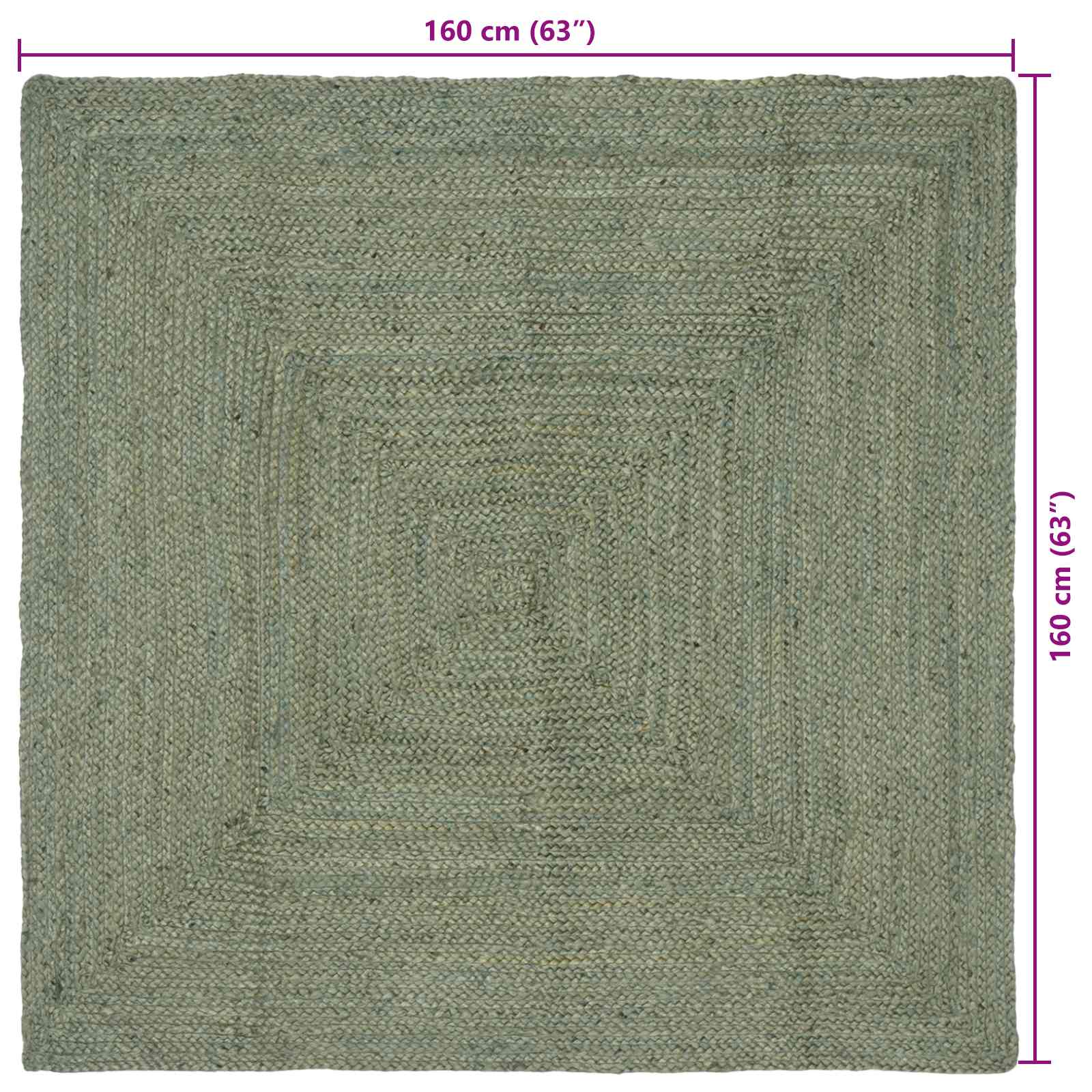 Bereichsteppiche Rechtwinklig Olive Grün 160 x 160 cm Jute