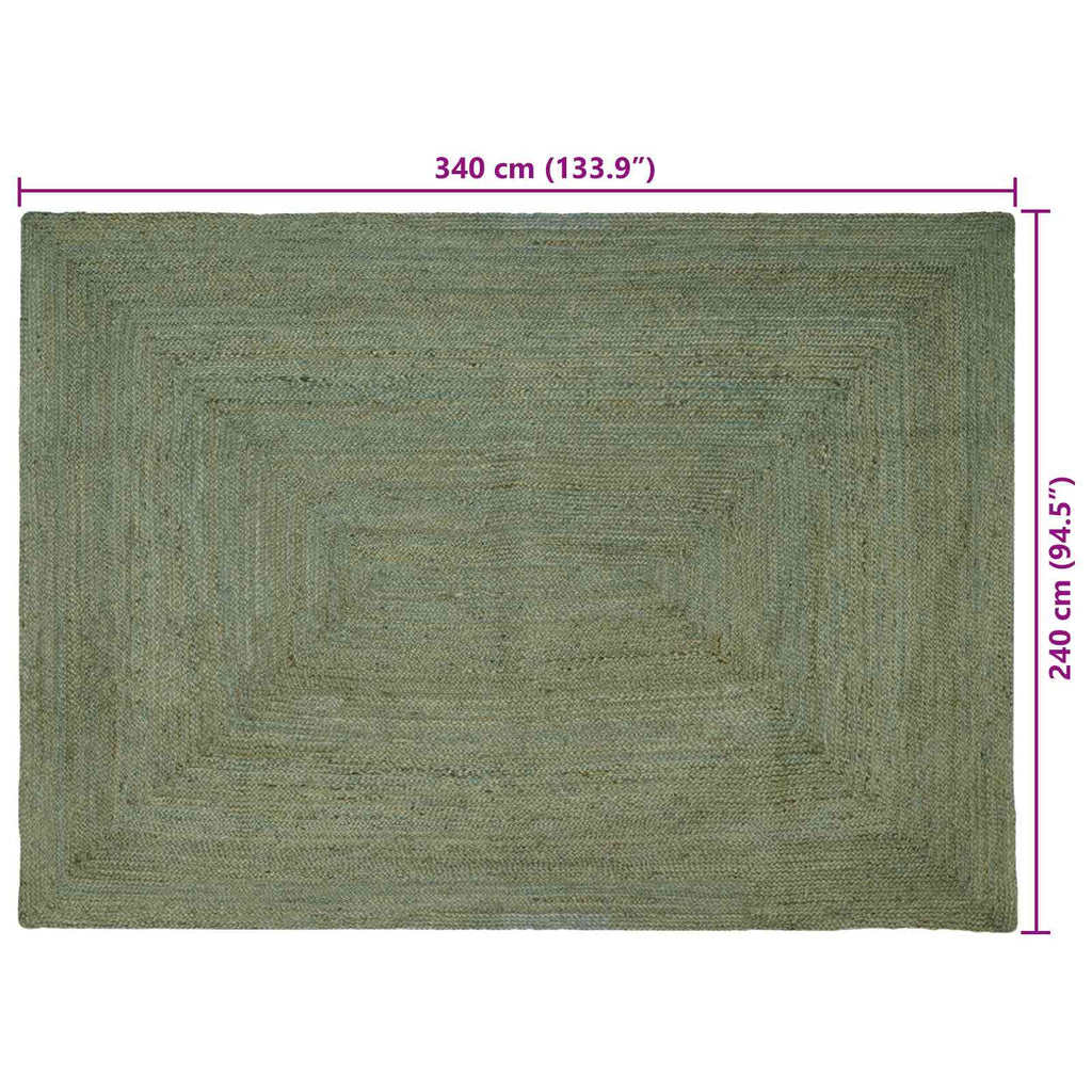 Bereichsteppiche Rechtwinklig Olive Grün 240 x 340 cm Jute