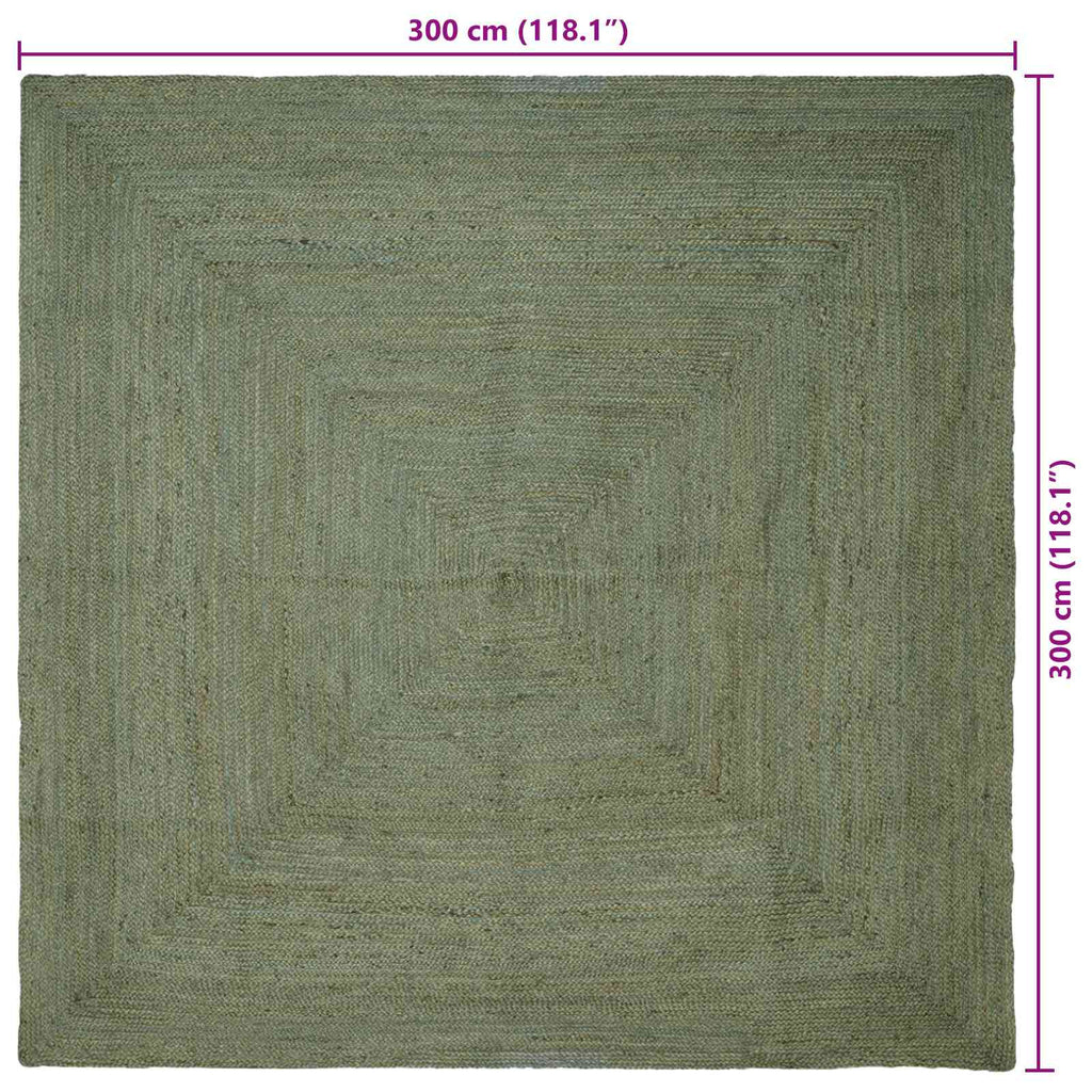 Bereichsteppiche Quadratisch Olive Grün 300 x 300 cm Jute