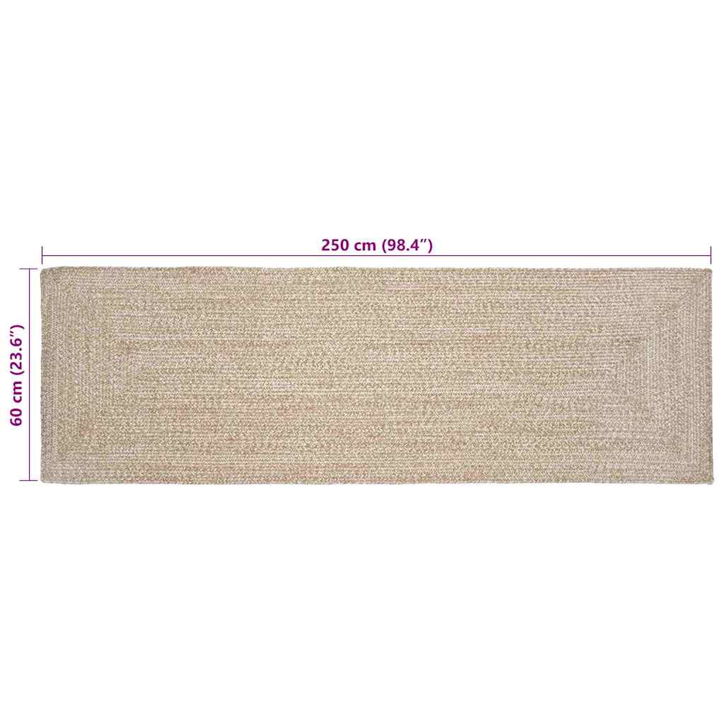 Bereichsteppiche Natürlich und Weiß 60 x 250 cm Jute