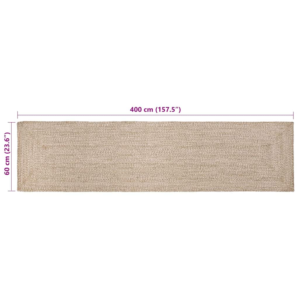 Bereichsteppiche Natürlich und Weiß 60 x 400 cm Jute