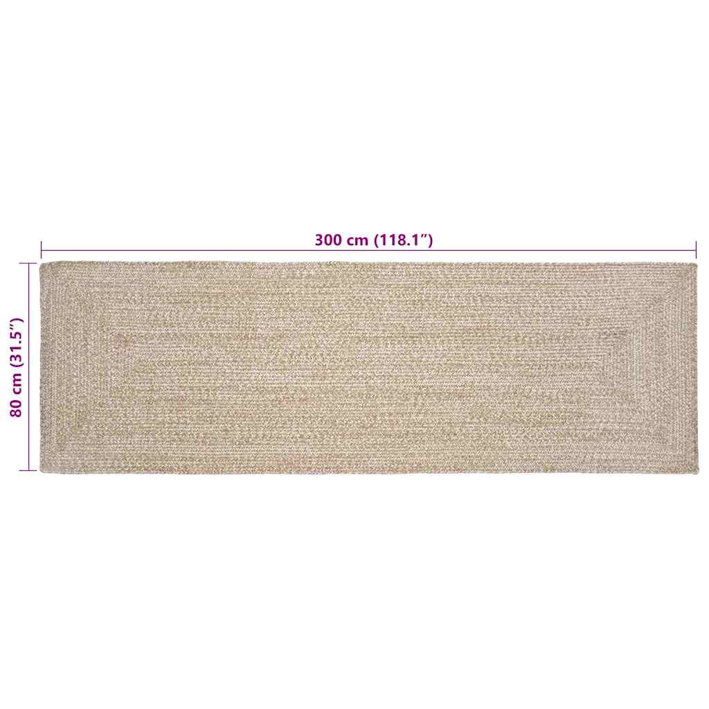 Bereichsteppiche Natürlich und Weiß 80 x 300 cm Jute