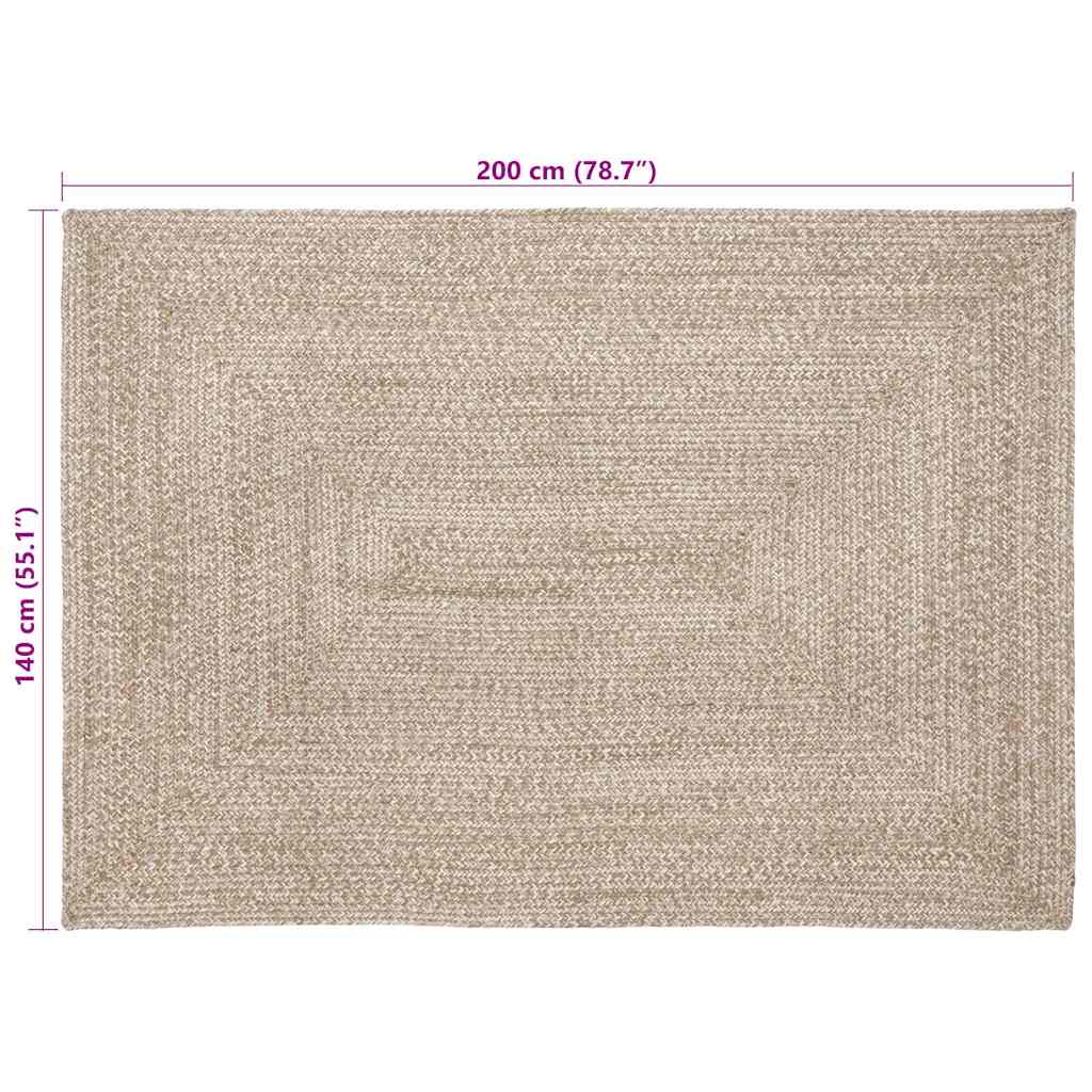 Bereichsteppiche Natürlich und Weiß 140 x 200 cm Jute