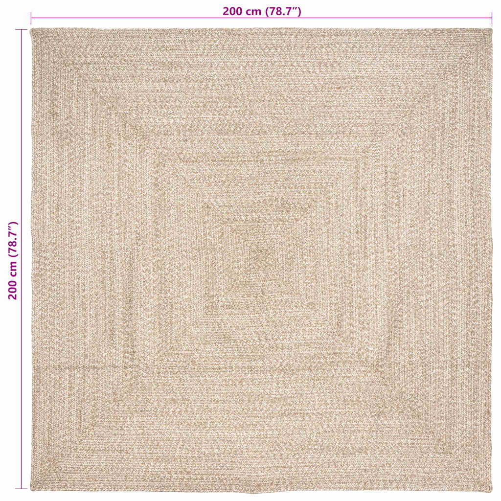 Bereichsteppiche Natürlich und Weiß 200 x 200 cm Jute