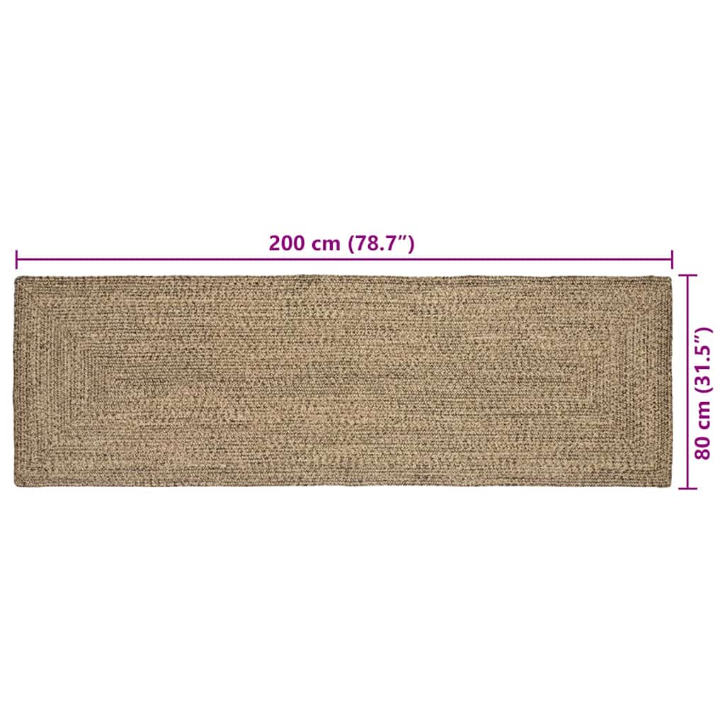 Bereichsteppiche Natürlich und Schwarz 80 x 200 cm Jute