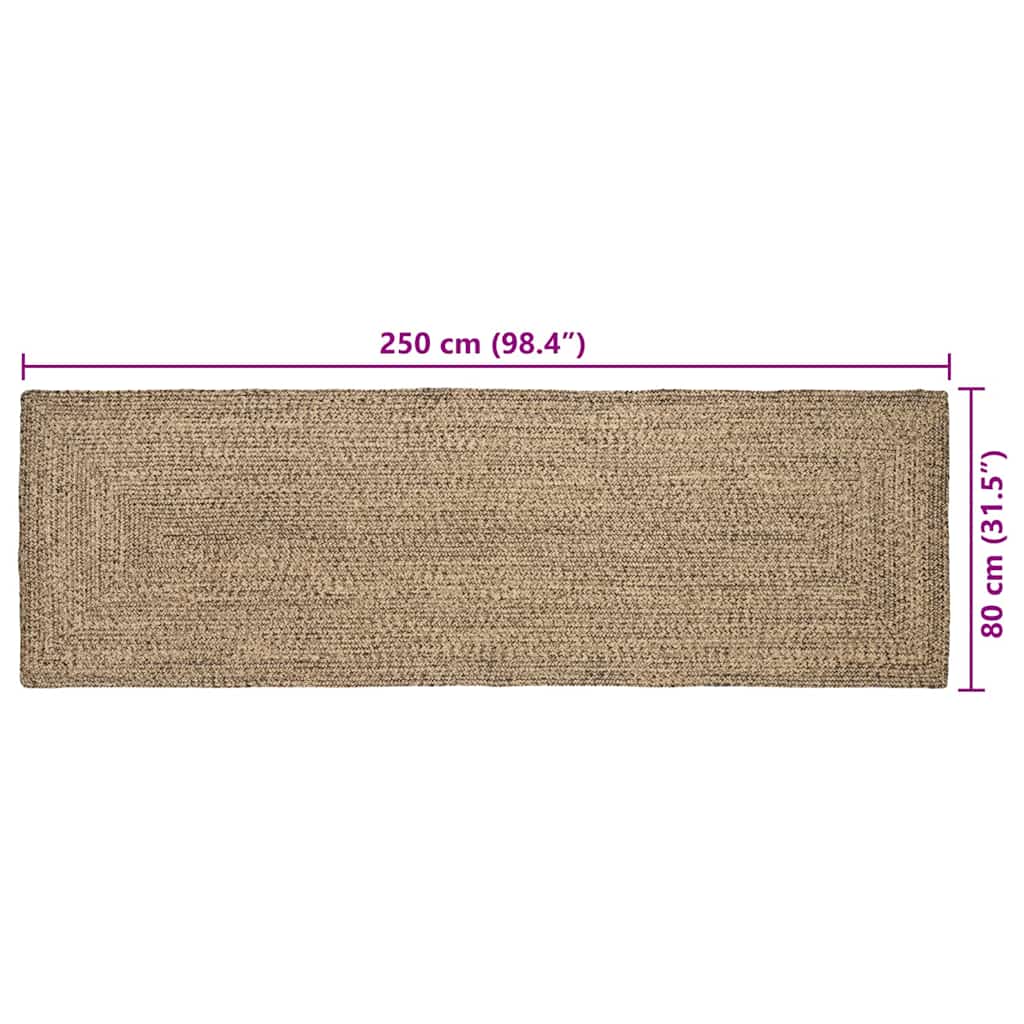 Bereichsteppiche Natürlich und Schwarz 80 x 250 cm Jute