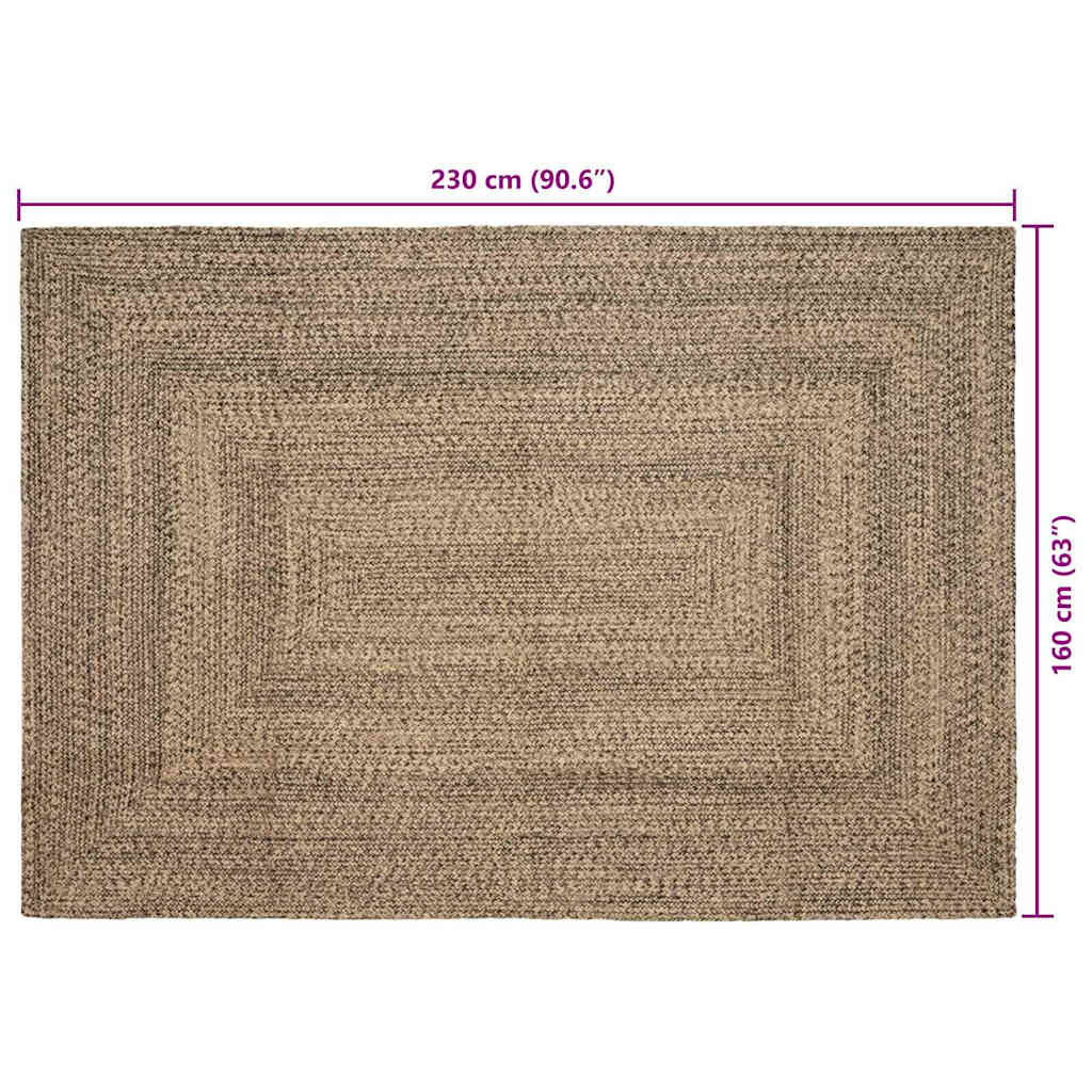 Bereichsteppiche Natürlich und Schwarz 160 x 230 cm Jute