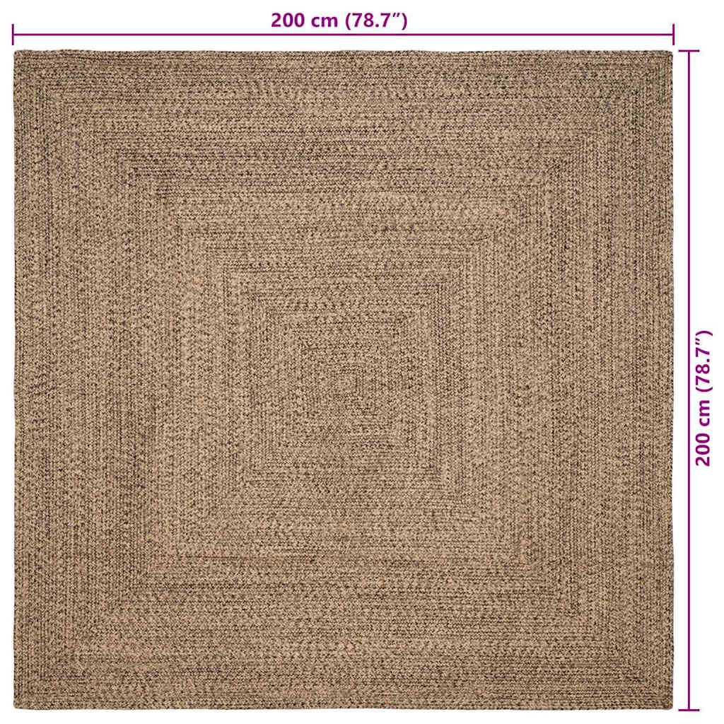 Bereichsteppiche Natürlich und Schwarz 200 x 200 cm Jute