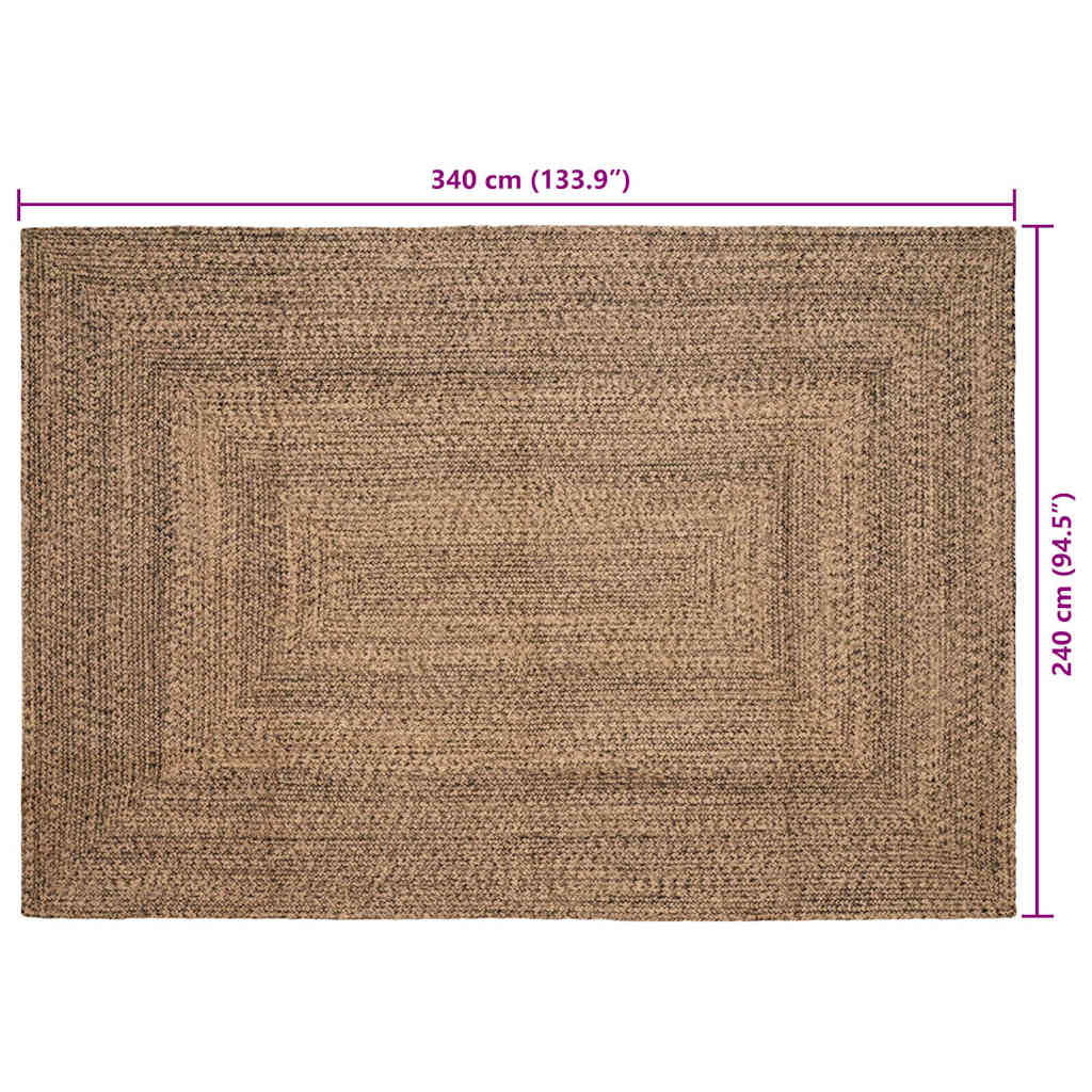 Bereichsteppiche Natürlich und Schwarz 240 x 340 cm Jute