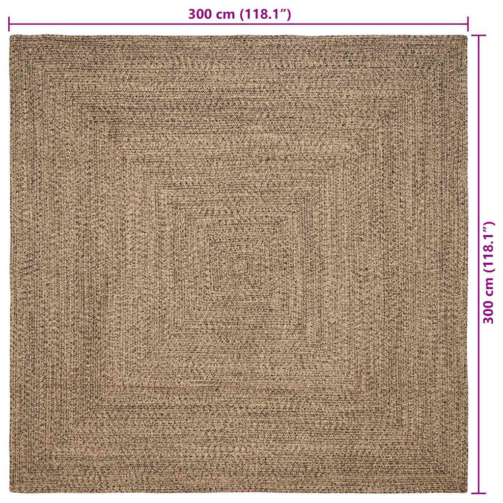 Bereichsteppiche Natürlich und Schwarz 300 x 300 cm Jute