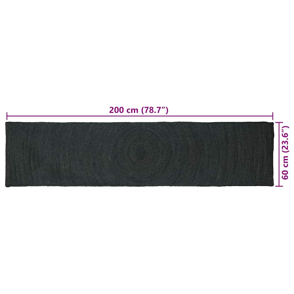 Bereichsteppiche Dunkelgrau 60 x 200 cm Jute