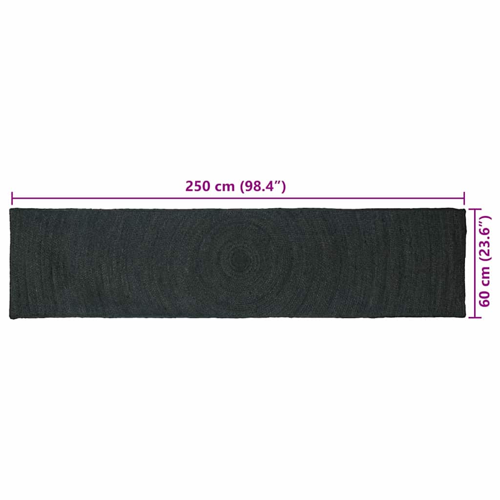 Bereichsteppiche Dunkelgrau 60 x 250 cm Jute