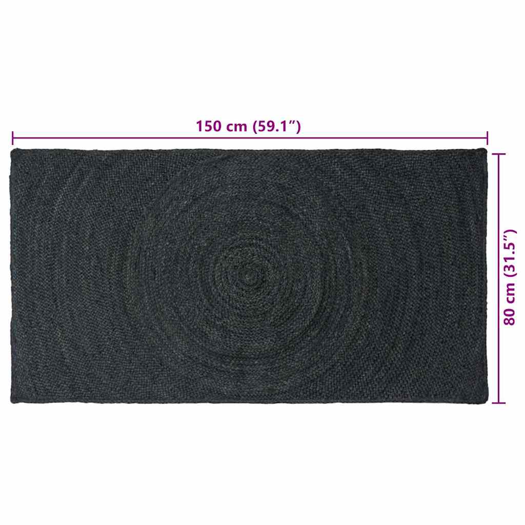 Bereichsteppiche Dunkelgrau 80 x 150 cm Jute