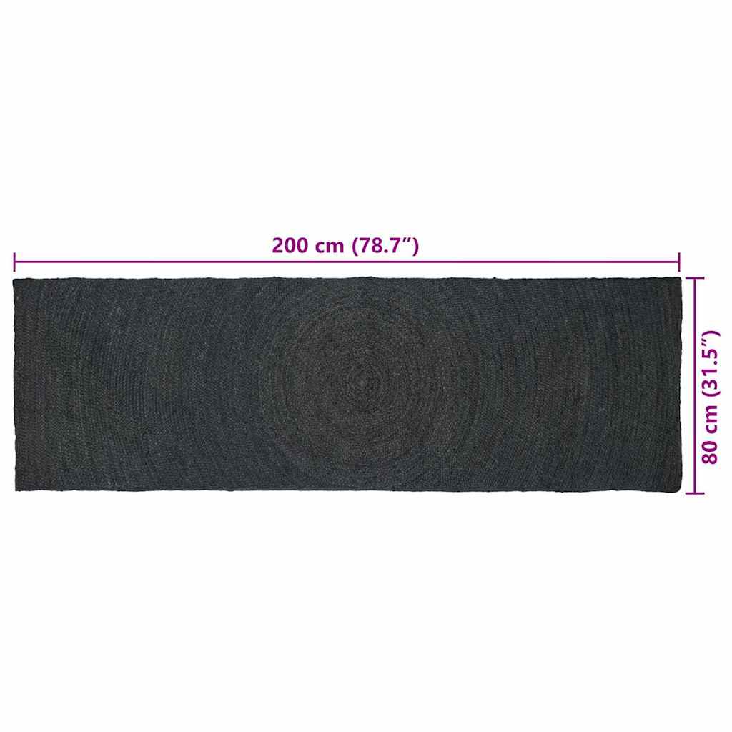 Bereichsteppiche Dunkelgrau 80 x 200 cm Jute