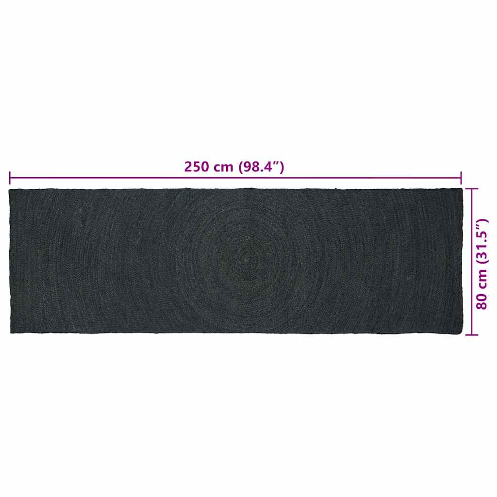 Bereichsteppiche Dunkelgrau 80 x 250 cm Jute