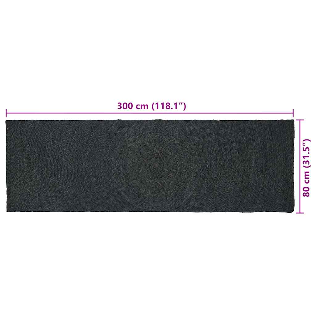 Bereichsteppiche Dunkelgrau 80 x 300 cm Jute