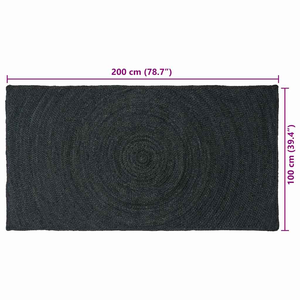 Bereichsteppiche Dunkelgrau 100 x 200 cm Jute