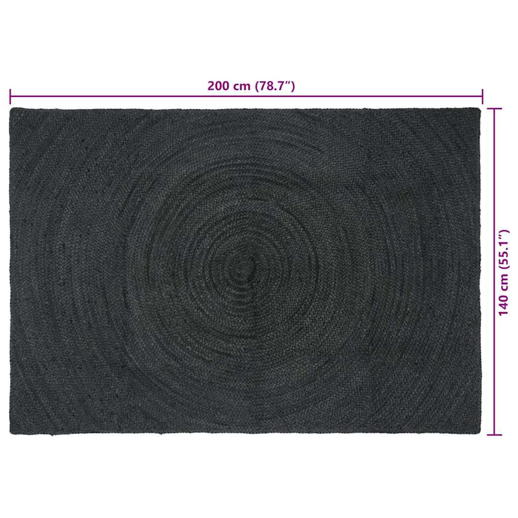 Bereichsteppiche Dunkelgrau 140 x 200 cm Jute