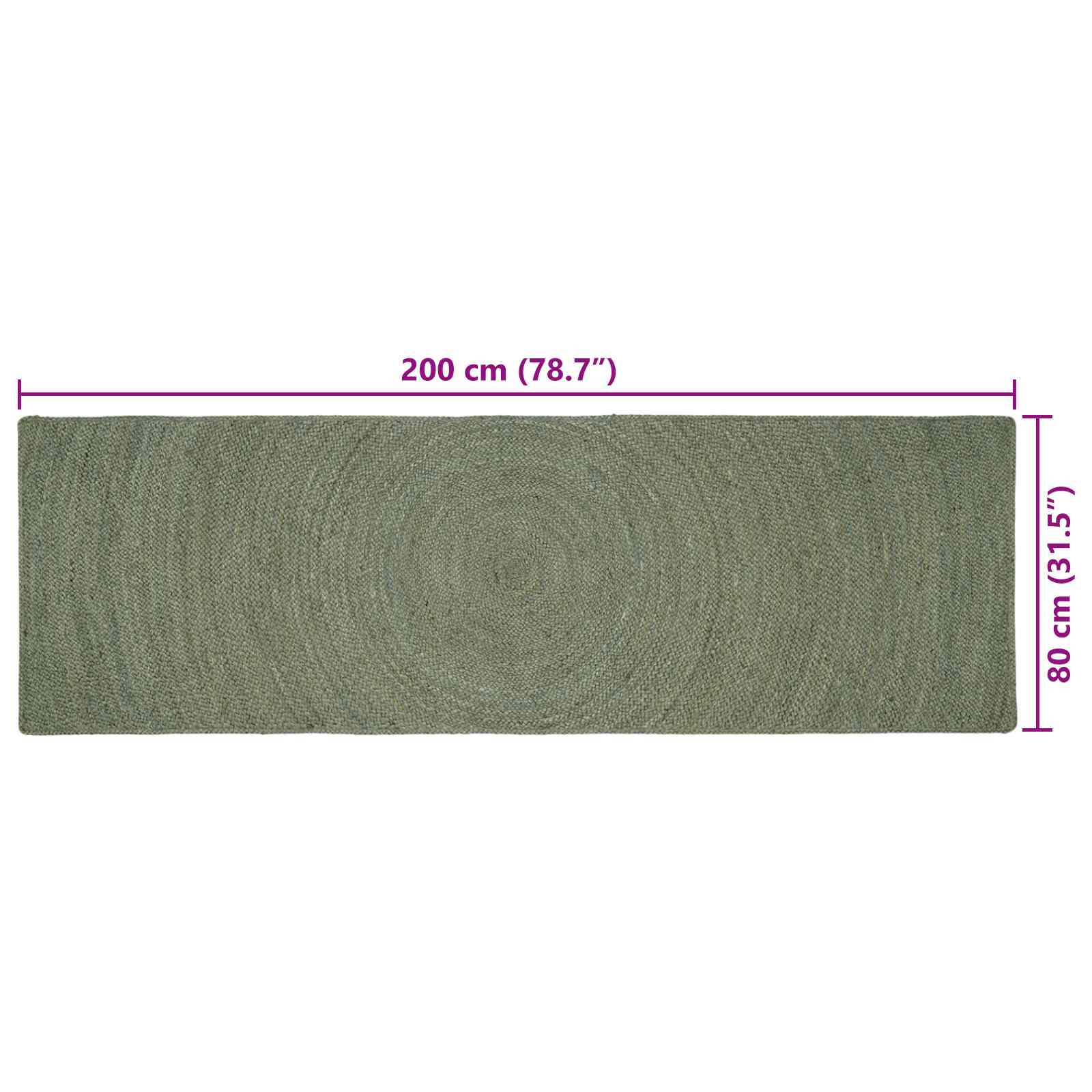 Bereichsteppiche Olive Grün 80 x 200 cm Jute