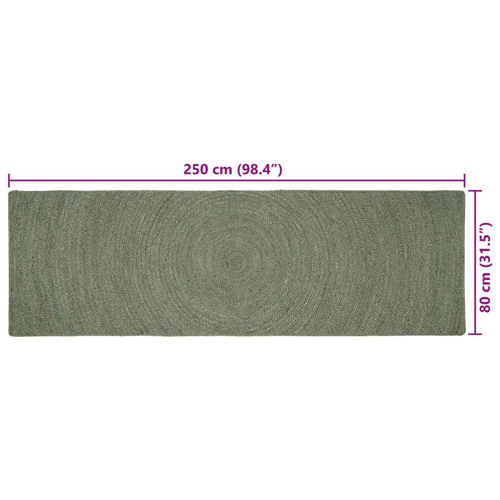 Bereichsteppiche Olive Grün 80 x 250 cm Jute
