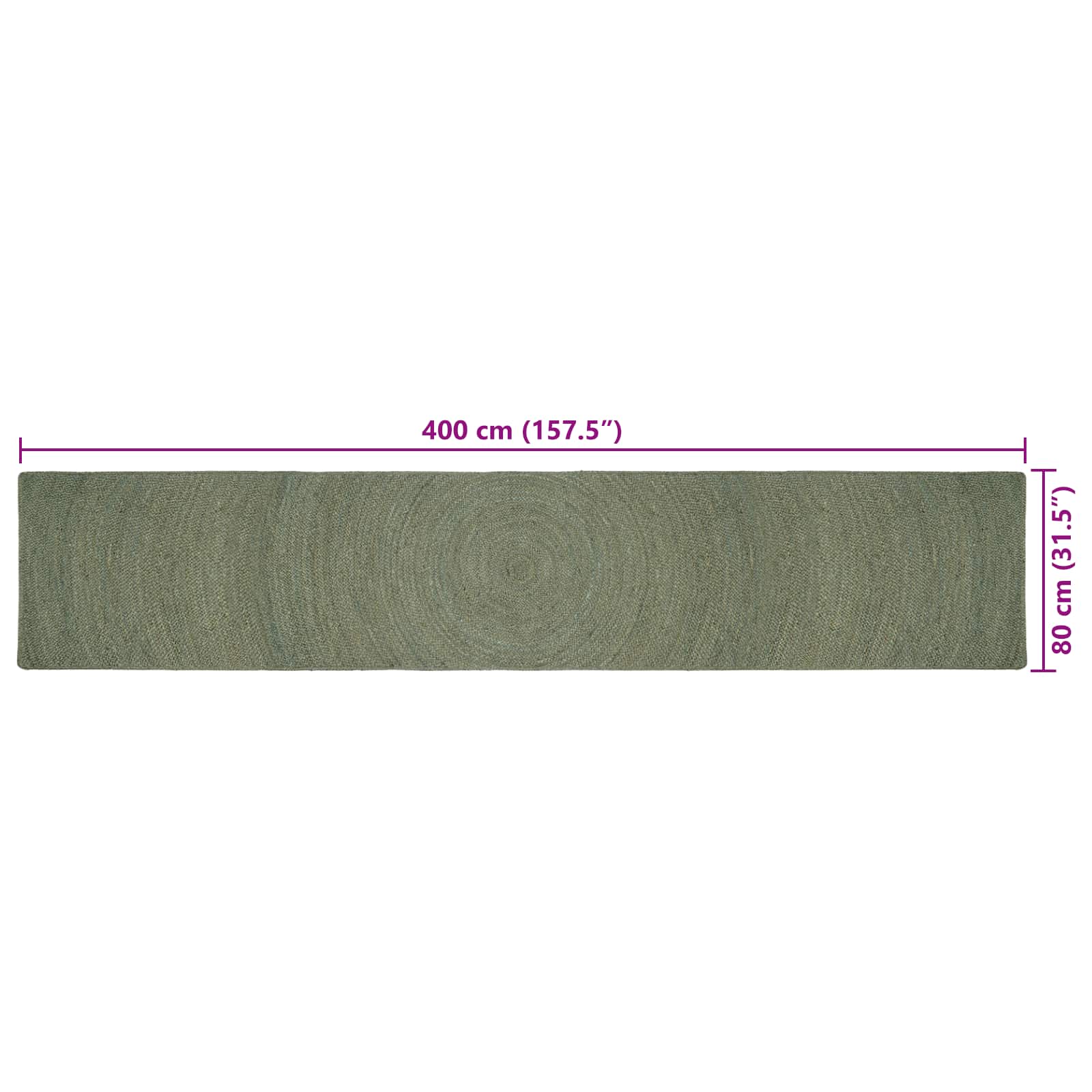 Bereichsteppiche Olive Grün 80 x 400 cm Jute