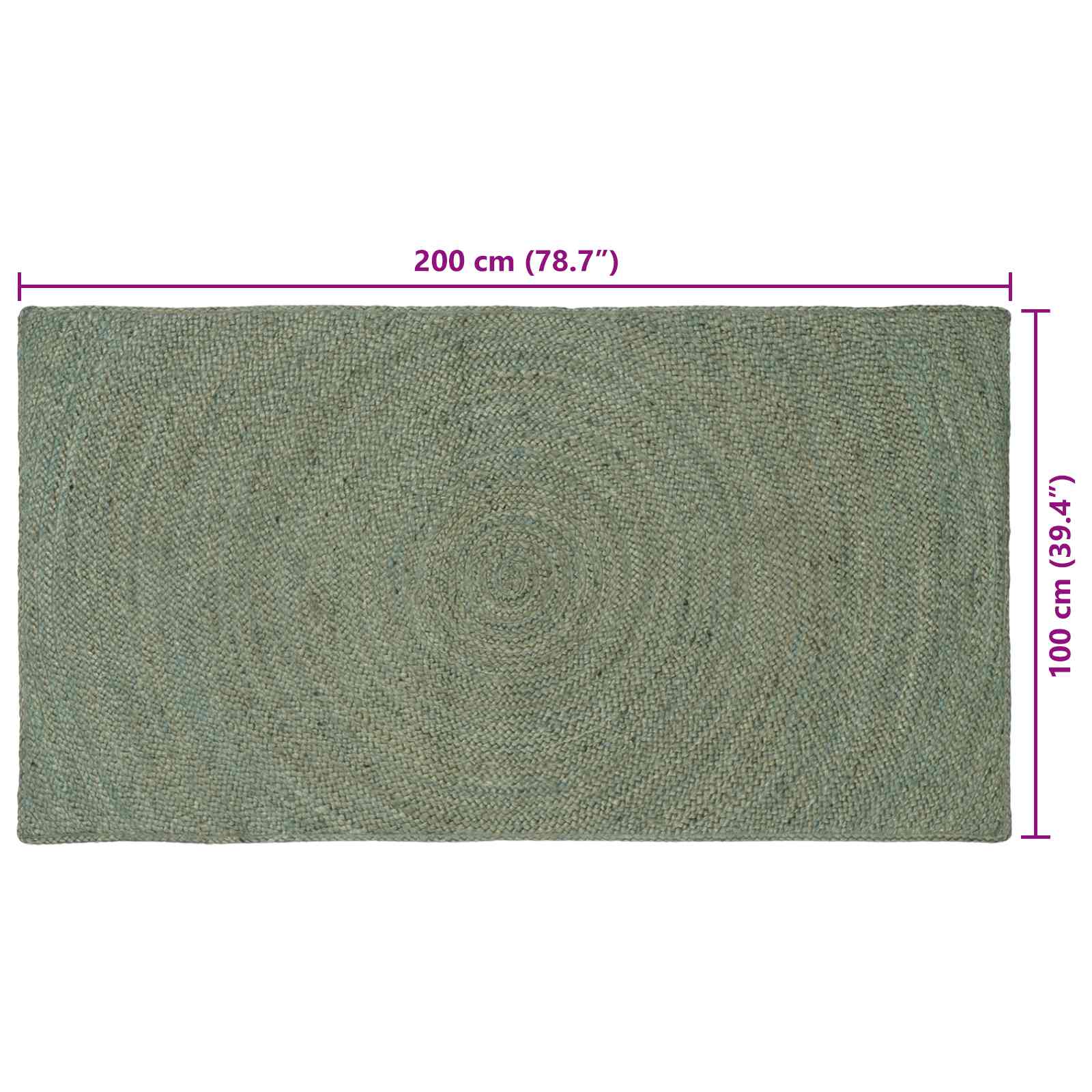 Bereichsteppiche Olive Grün 100 x 200 cm Jute