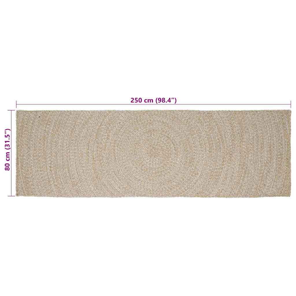 Bereichsteppiche Natürlich und Weiß 80 x 250 cm Jute