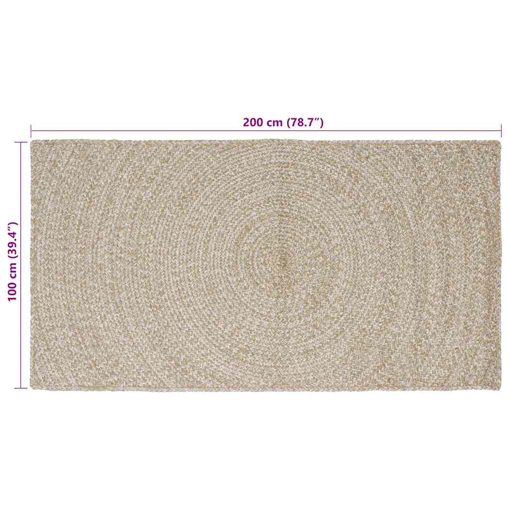 Bereichsteppiche Natürlich und Weiß 100 x 200 cm Jute