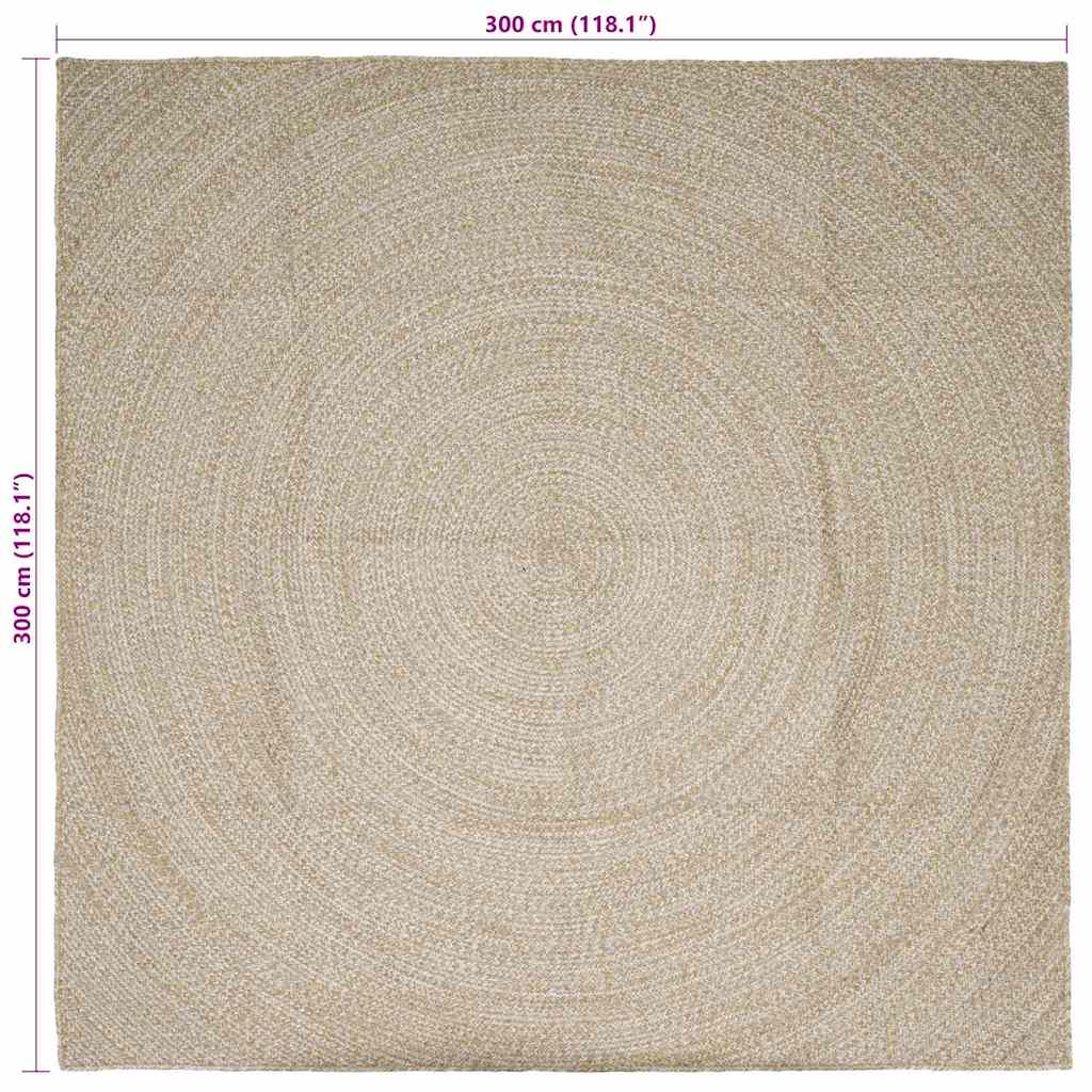 Bereichsteppiche Natürlich und Weiß 300 x 300 cm Jute