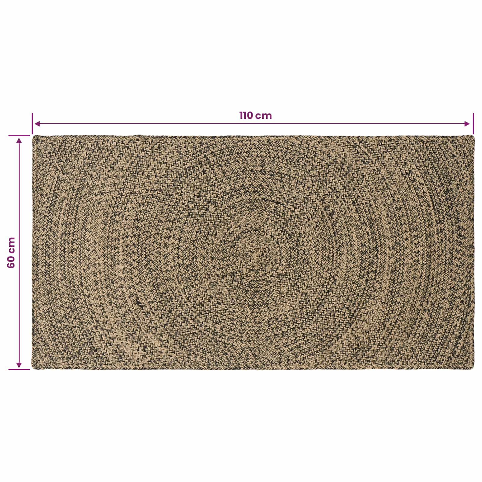 Bereichsteppiche Natürlich und Schwarz 60 x 110 cm Jute