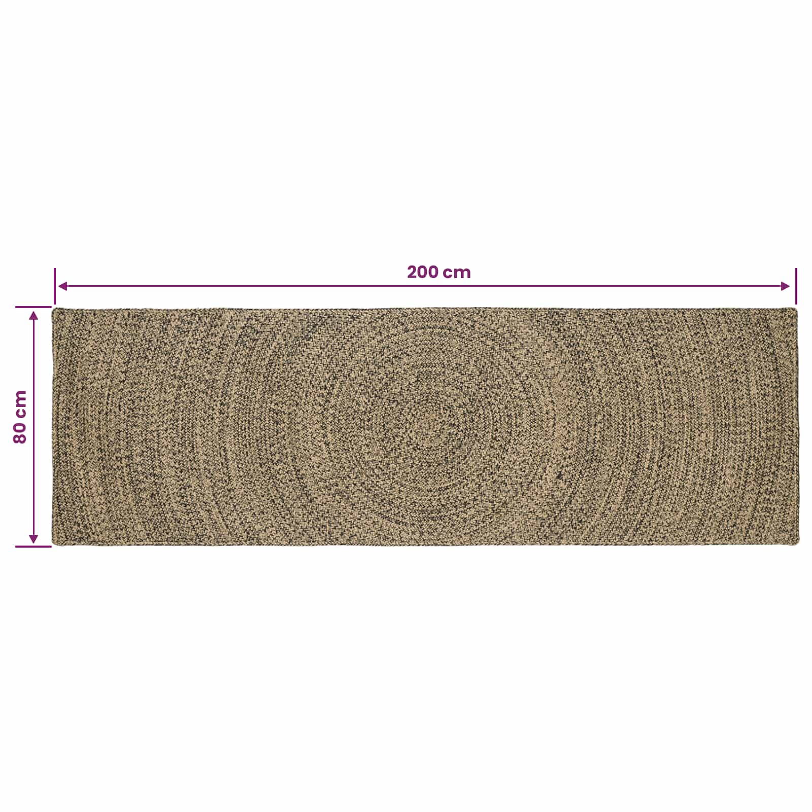 Bereichsteppiche Natürlich und Schwarz 80 x 200 cm Jute