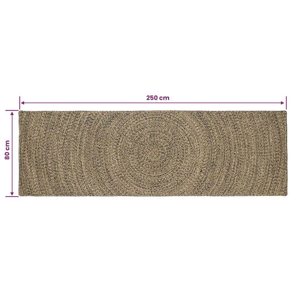 Bereichsteppiche Natürlich und Schwarz 80 x 250 cm Jute