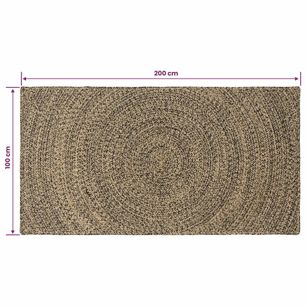 Bereichsteppiche Natürlich und Schwarz 100 x 200 cm Jute