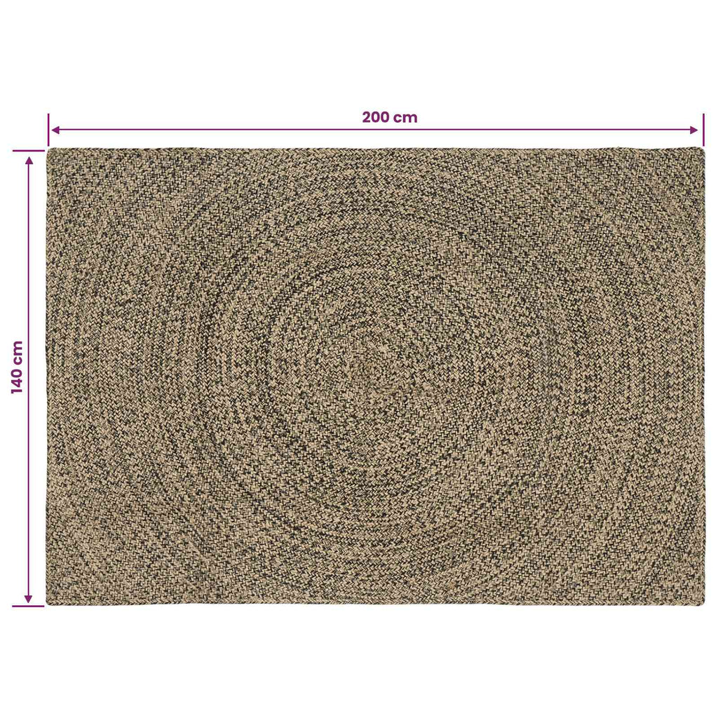 Bereichsteppiche Natürlich und Schwarz 140 x 200 cm Jute