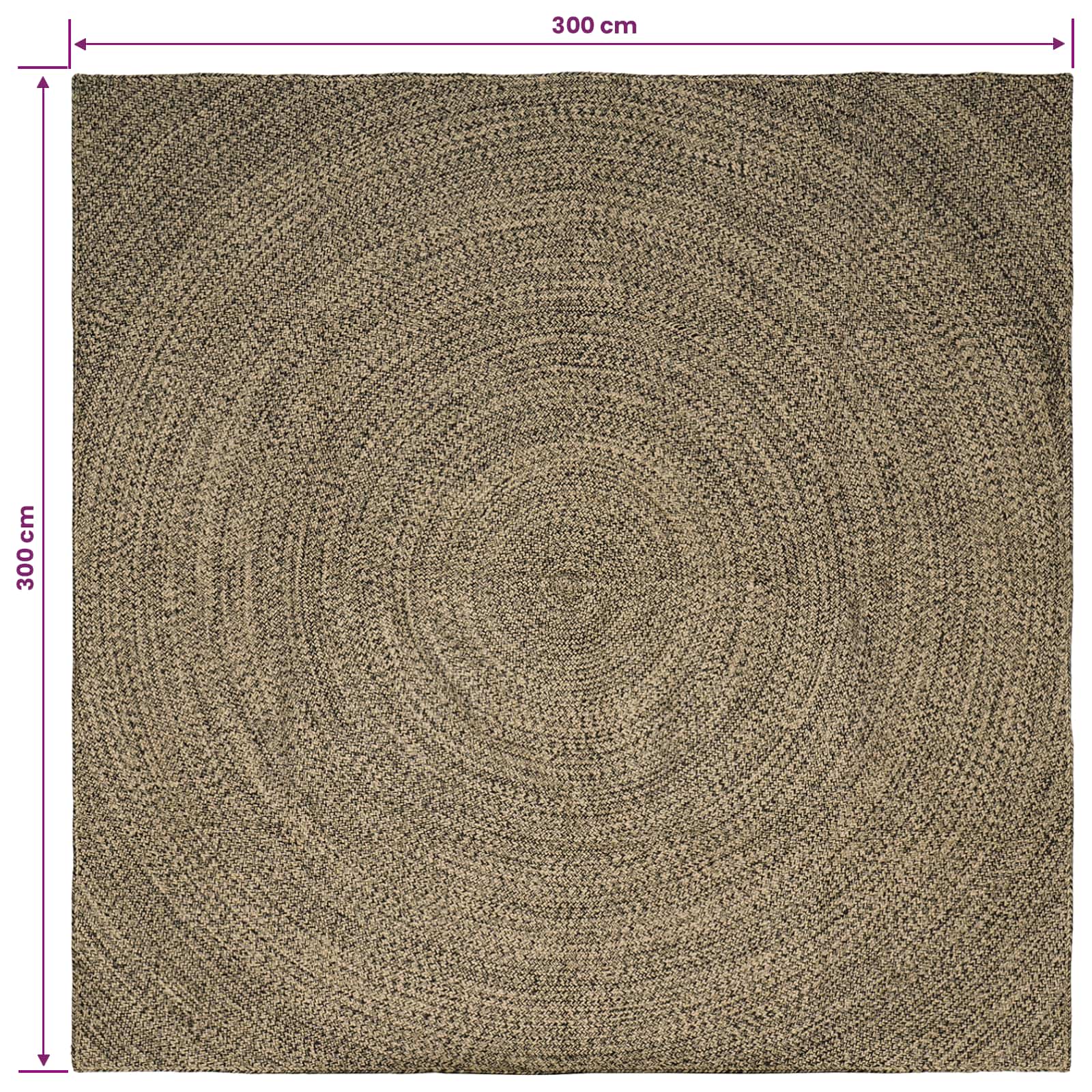Bereichsteppiche Natürlich und Schwarz 300 x 300 cm Jute