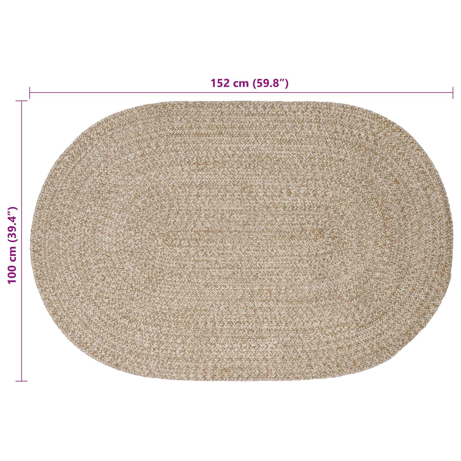 Bereichsteppiche Weiß 100 x 152 cm Jute
