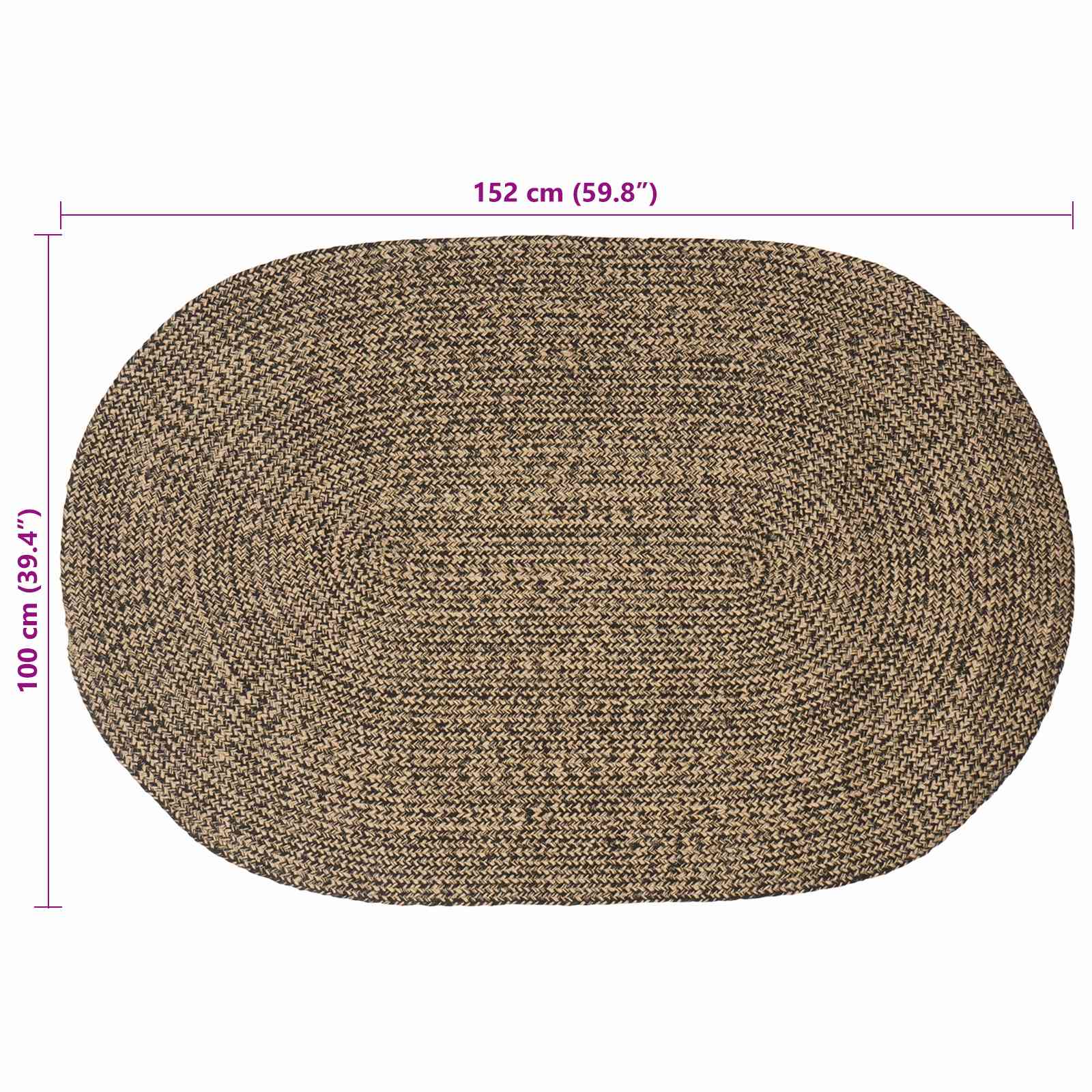 Bereichsteppiche Schwarz 100 x 152 cm Jute
