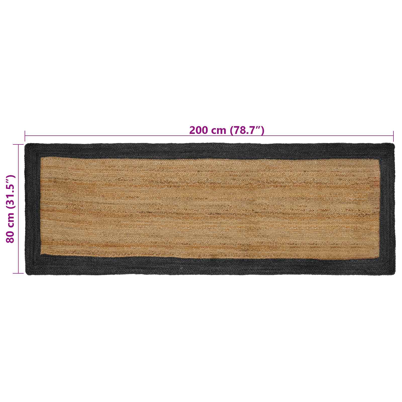 Bereichsteppiche Dunkelgrau 80 x 200 cm Jute