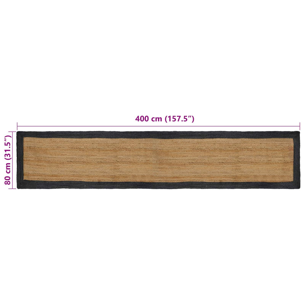 Bereichsteppiche Dunkelgrau 80 x 400 cm Jute