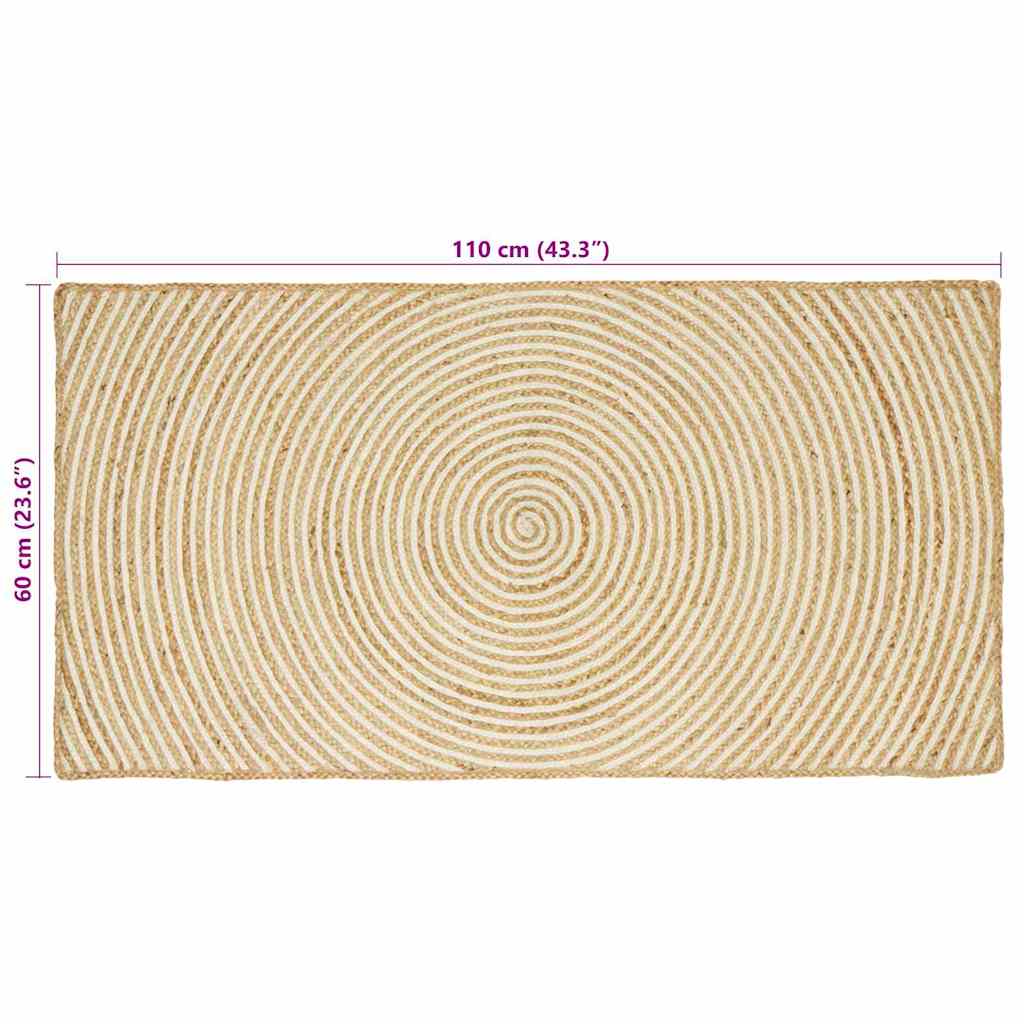 Bereichsteppiche Weiß 60 x 110 cm Jute
