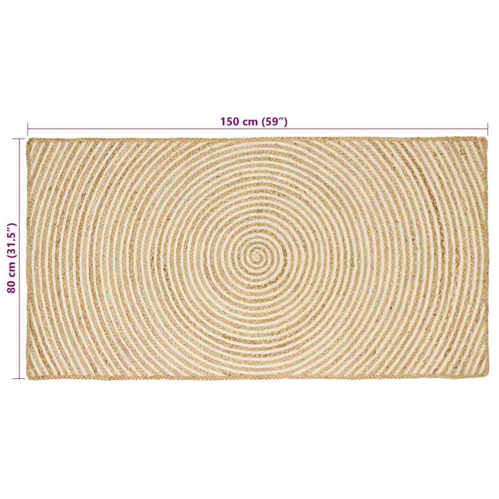Bereichsteppiche Weiß 80 x 150 cm Jute