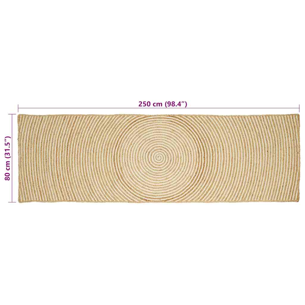 Bereichsteppiche Weiß 80 x 250 cm Jute