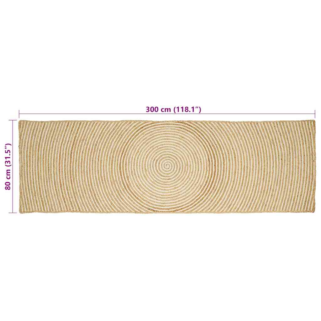 Bereichsteppiche Weiß 80 x 300 cm Jute