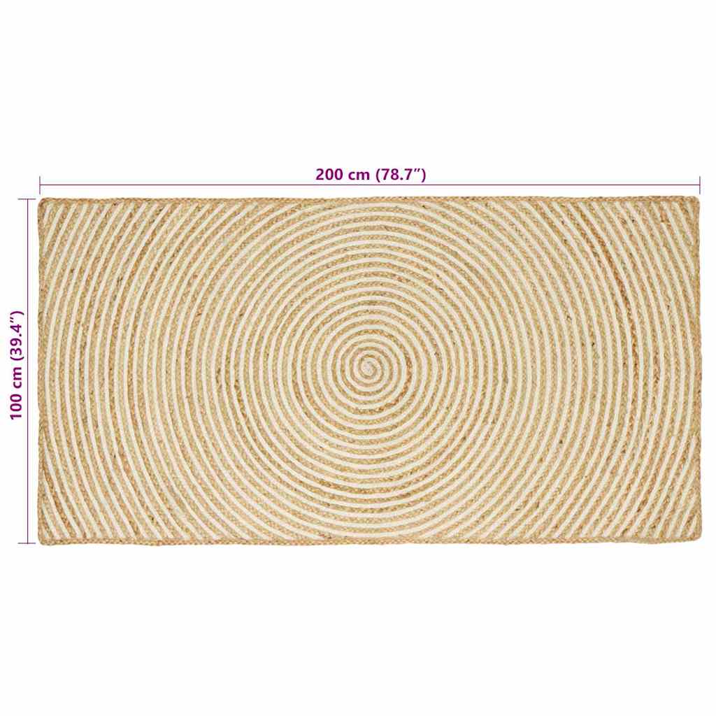 Bereichsteppiche Weiß 100 x 200 cm Jute