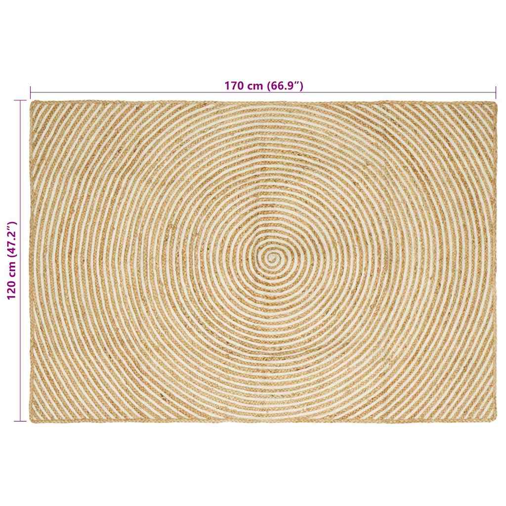 Bereichsteppiche Weiß 120 x 170 cm Jute